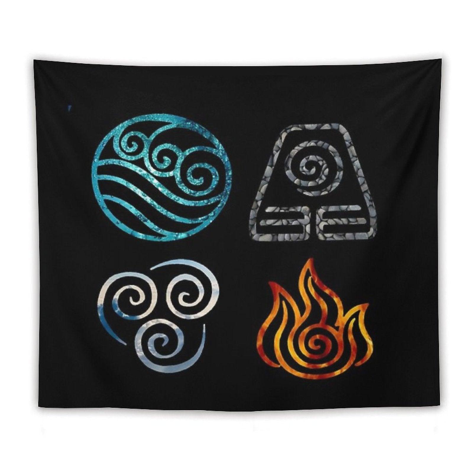 Avatar The Last Airbender Element Symbols Tapestry