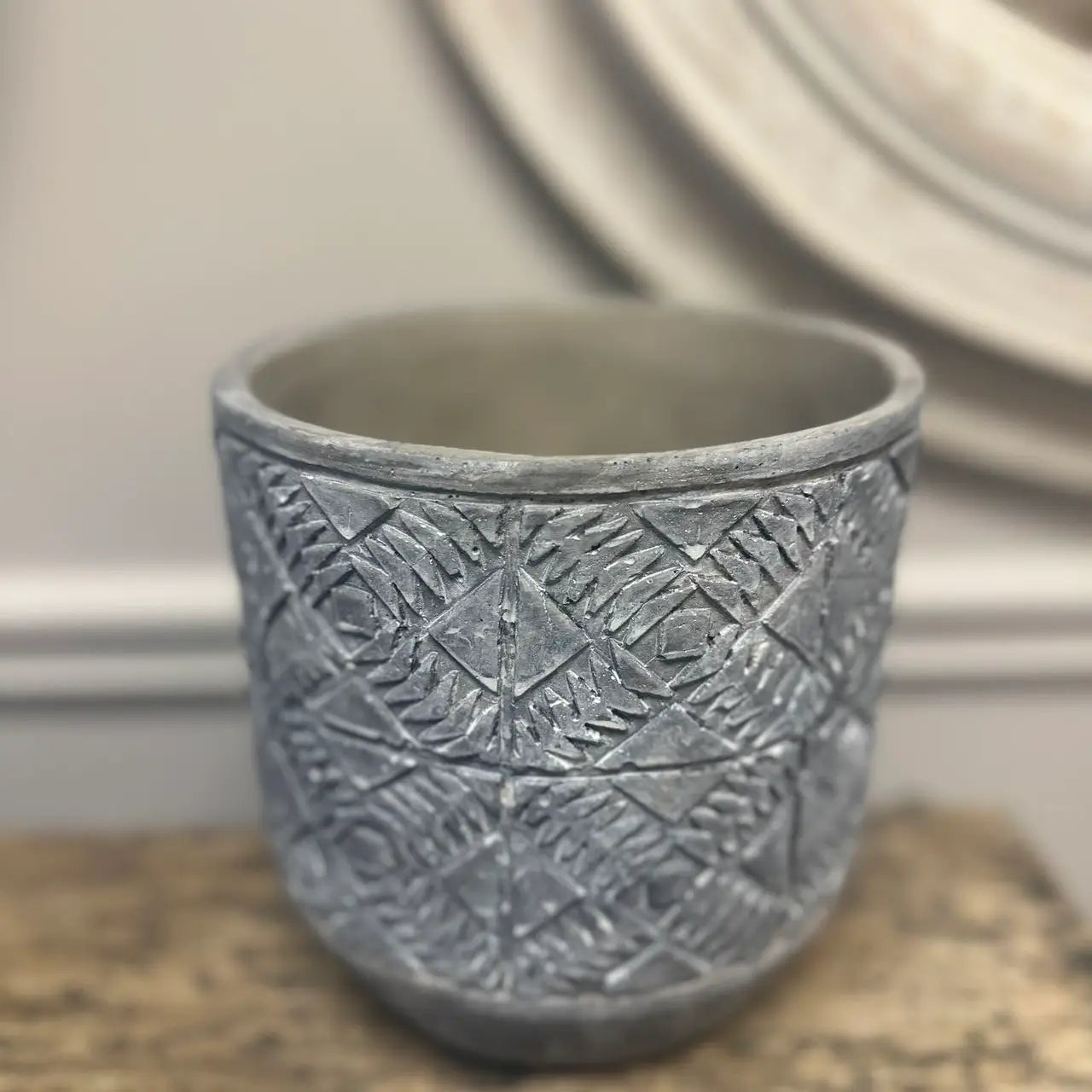 Gray Aboriginal Rhombus Planter