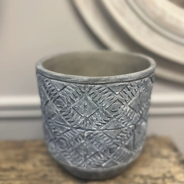 Gray Aboriginal Rhombus Planter