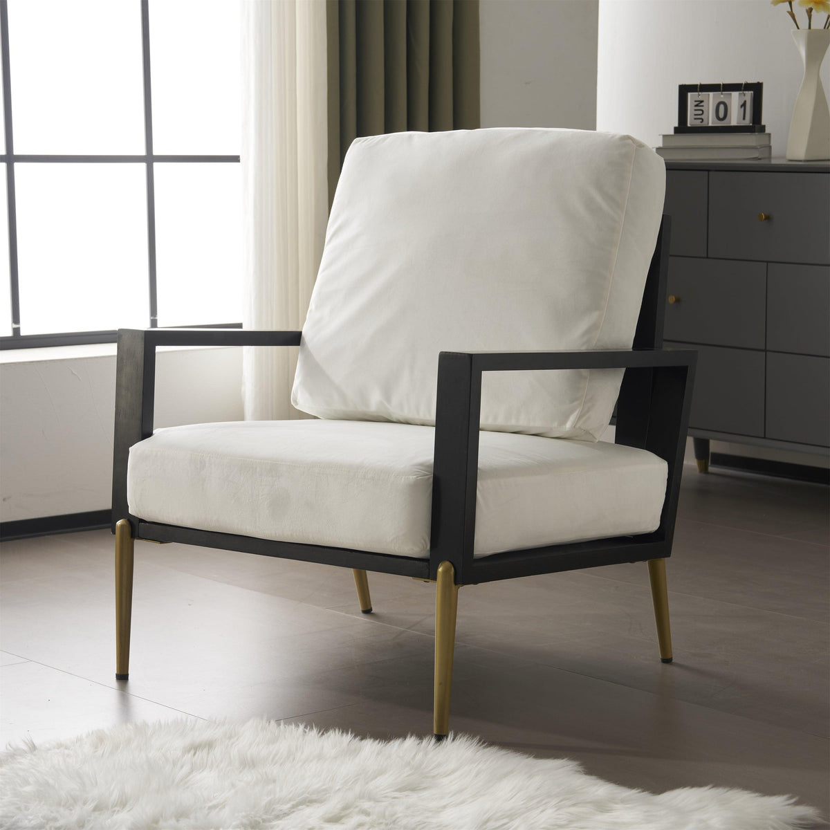 Mid-Century Modern Armchair with Solid Wood Frame