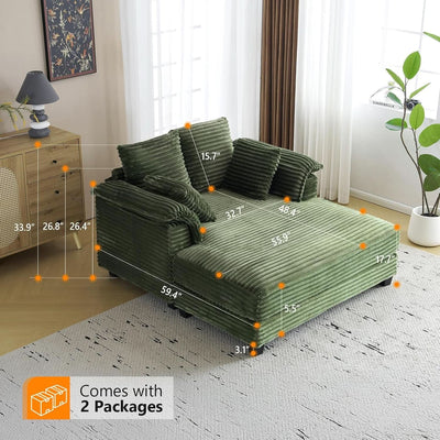 56-Inch Oversized Corduroy Lounge Chair With Armrests