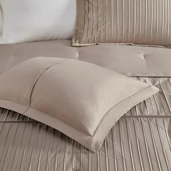 Trinity 7 Piece Polyester Charmeuse Comforter Set - Traupe - Gifts for You 'n Me