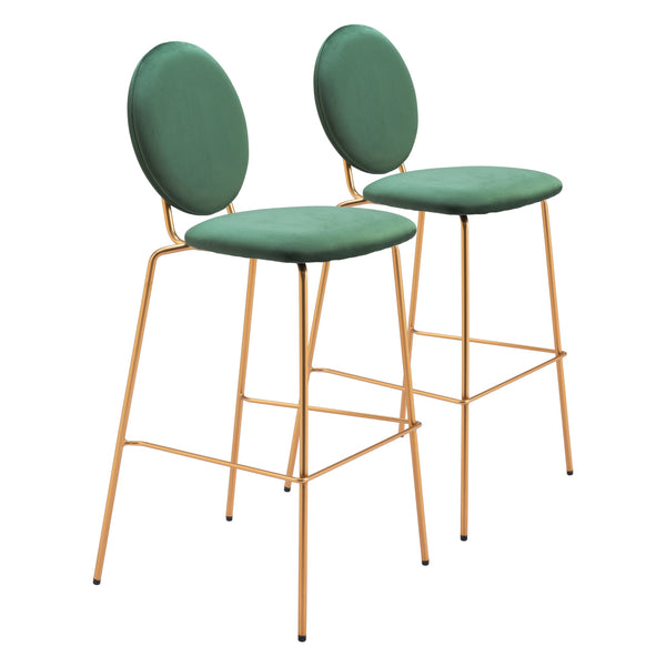 Odessa Barstool (Set of 2) Green & Gold