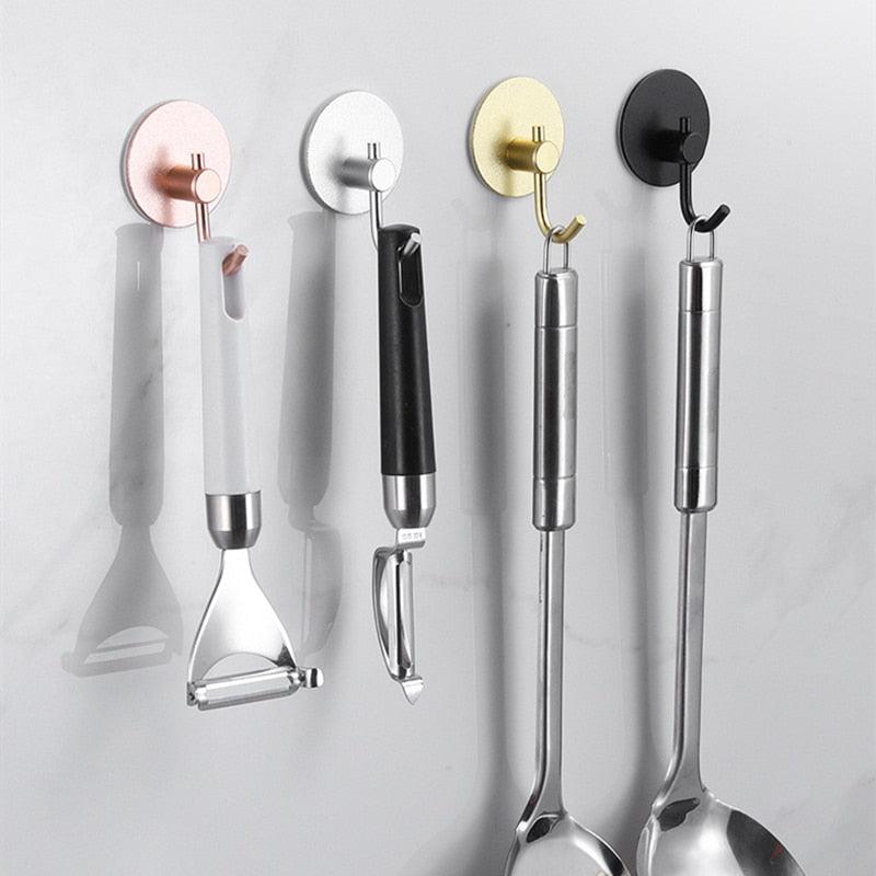 Adhesive Wall Hooks Mounted Door Key Cloth Coat Bathroom Robe Hanger Kitchen Hardware Rack Shelf Bag Hook Organizer For Hanging  Bathroom Toilet Sticky Hook