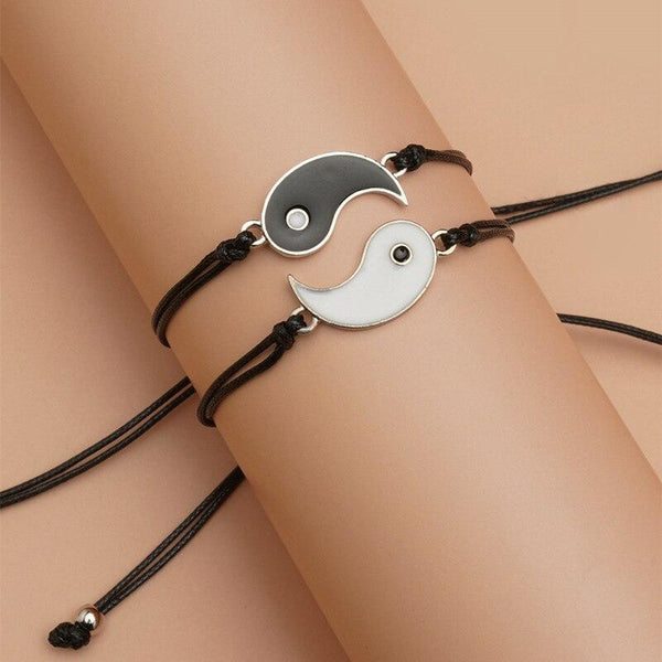 Adjustable Couple Bracelet For Friendship Relationship Girlfriend Best Charm Bracelets Rope Cord Bracelet Set Bangle For Couple Matching Puzzle Pendant Bracelet