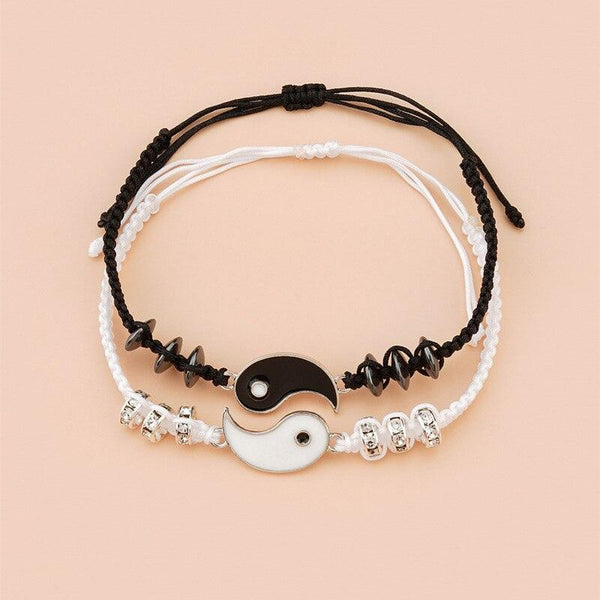 Adjustable Couple Bracelet For Friendship Relationship Girlfriend Best Charm Bracelets Rope Cord Bracelet Set Bangle For Couple Matching Puzzle Pendant Bracelet