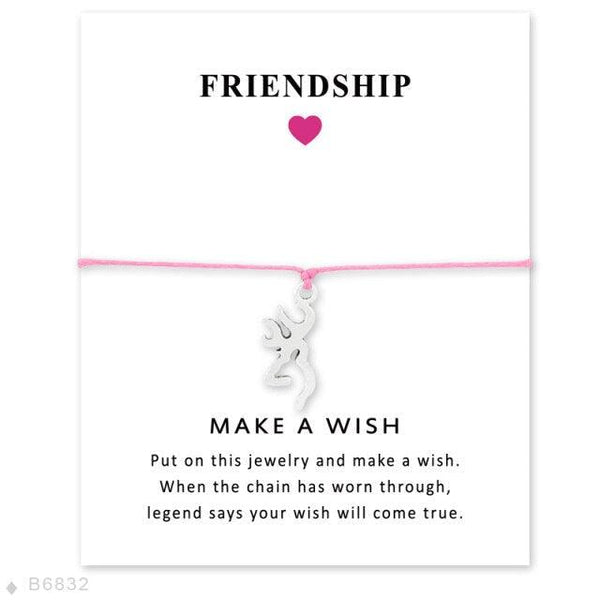 Adjustable Friendship Jewelry With Card Make a Wish Silver Elk Deer Antlers Charm Bracelets Matching Lovely Charm Bracelets For Mom Daughter Best Friends Couple Family
