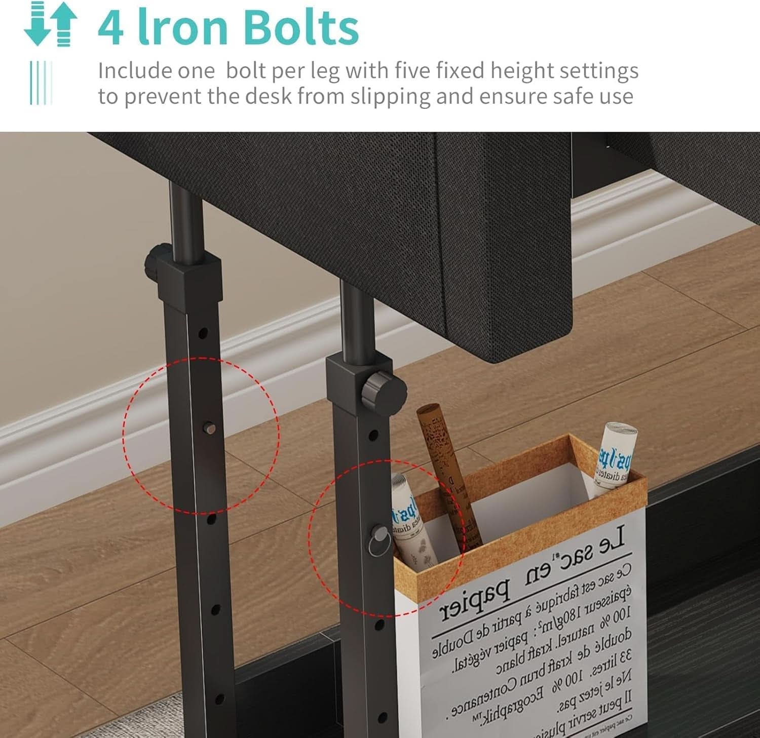 Adjustable Height Rolling Standing Desk with Drawers