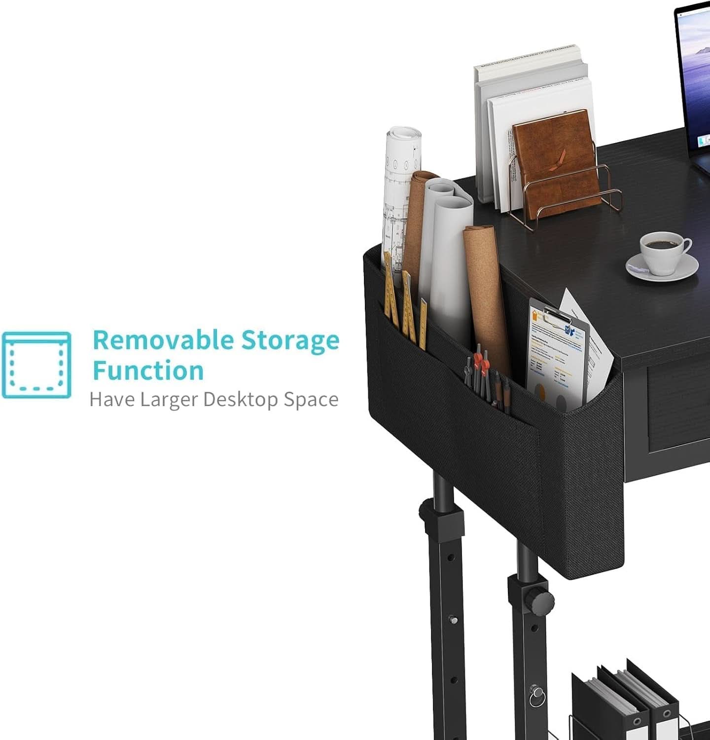 Adjustable Height Rolling Standing Desk with Drawers