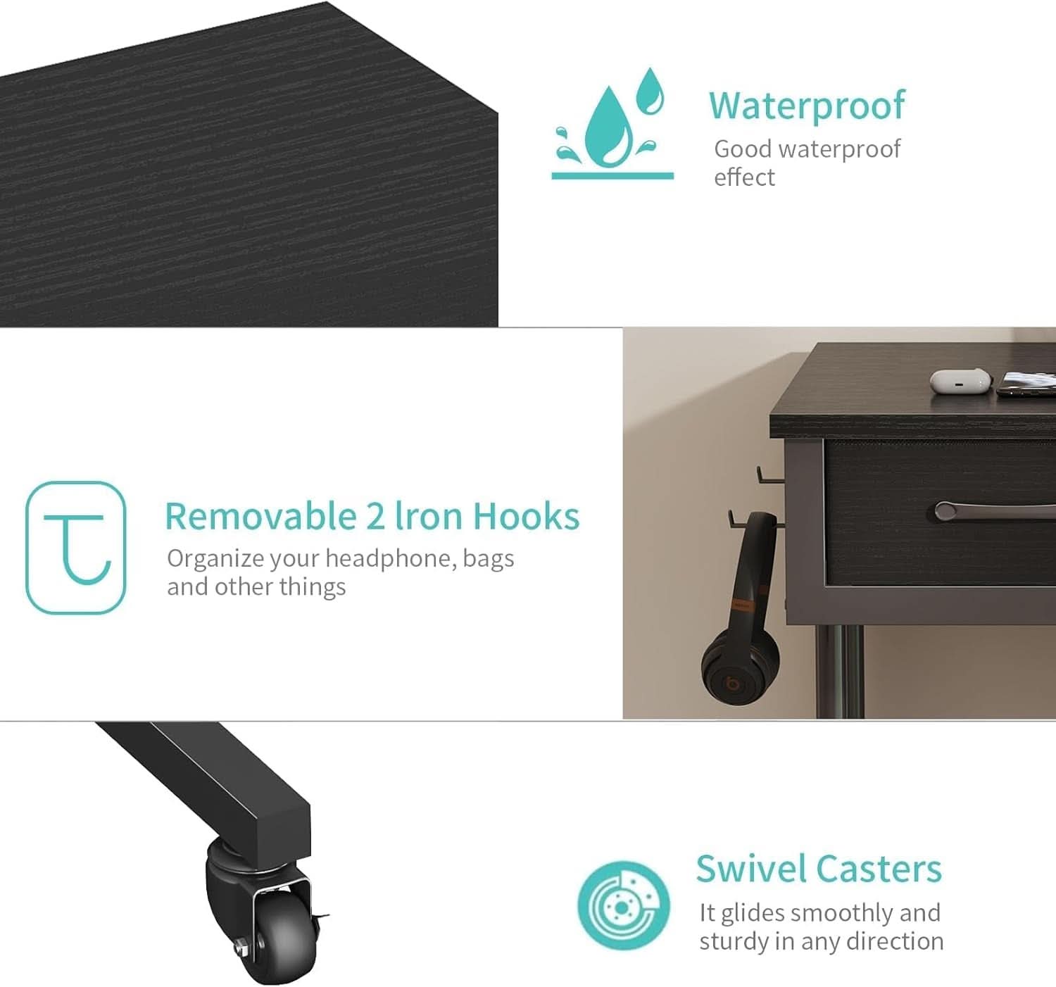 Adjustable Height Rolling Standing Desk with Drawers