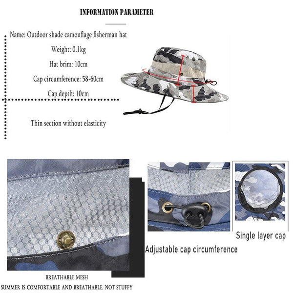 Adjustable Men's Hat Bucket Hat Summer Breathable Fashion Outdoor Fishing Wide Brim Hat Sun Protection Cap Male Traveling Sun Hats Fishing Hat Adjustable Mountaineering Hat 58-60cm