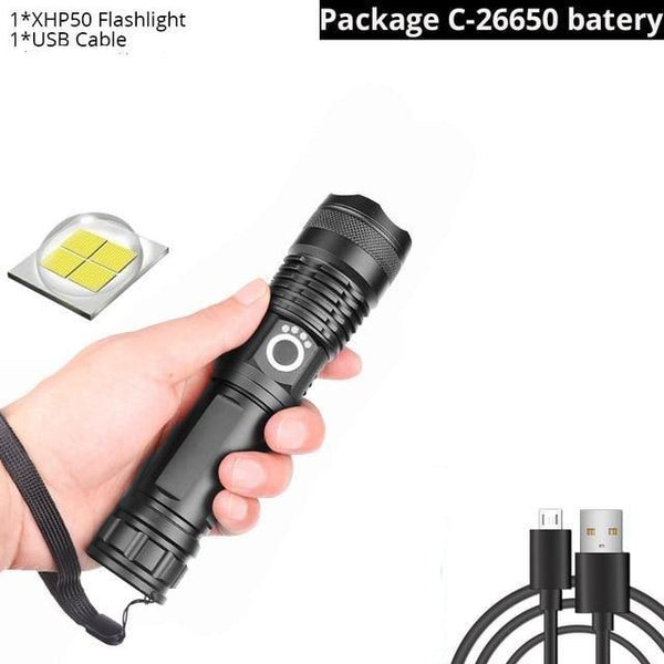 Adjustable Rechargeable Powerful Zoomable LED USB Flashlights High Lumens Powerful Tactical  Waterproof Super Bright  Flashlights Best For Camping Outdoor Hiking Running Riding