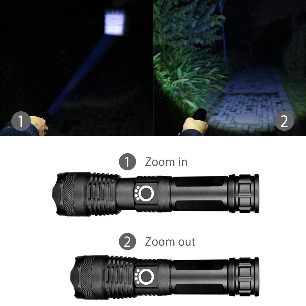 Adjustable Rechargeable Powerful Zoomable LED USB Flashlights High Lumens Powerful Tactical  Waterproof Super Bright  Flashlights Best For Camping Outdoor Hiking Running Riding