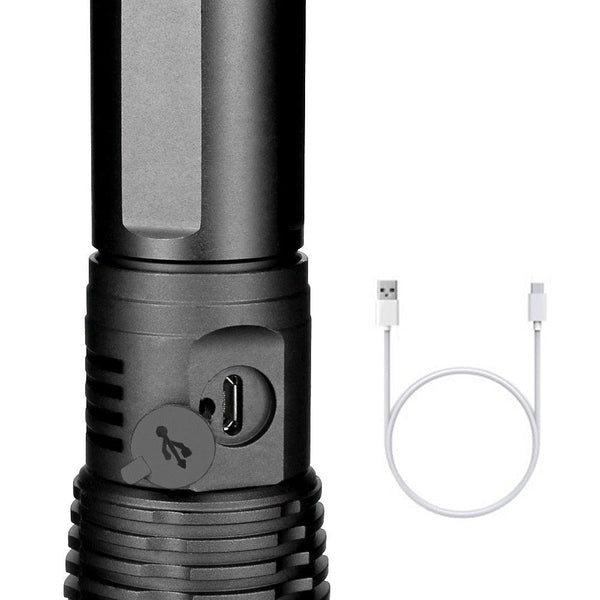 Adjustable Rechargeable Powerful Zoomable LED USB Flashlights High Lumens Powerful Tactical  Waterproof Super Bright  Flashlights Best For Camping Outdoor Hiking Running Riding