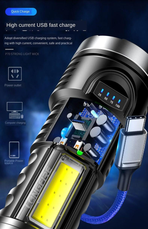 Adjustable Rechargeable Strong Mini Pocket Sized Flashlight LED Multifunctional High Lumen Light Ultra-bright Portable Flashlights Outdoor Waterproof Flashlight For Running Walking