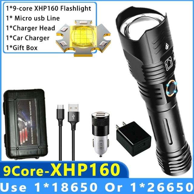 Adjustable Rechargeable Tactical Flashlight USB LED  Super Bright Zoomable IPX65 Waterproof Portable Torchlight Flash Lamp USB Charging For Hiking Camping Running Fishing
