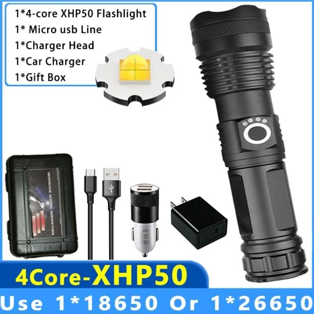 Adjustable Rechargeable Tactical Flashlight USB LED  Super Bright Zoomable IPX65 Waterproof Portable Torchlight Flash Lamp USB Charging For Hiking Camping Running Fishing