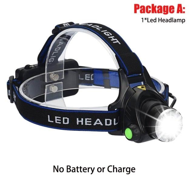 Adjustable Rechargeable Waterproof Brightest Zoomable LED Lightweight Hands Free Headlamp High Power For Adult Hunting Camping Running Hiking Riding Fishing Rechargeable T6 Chip Headlight