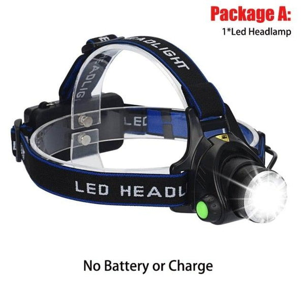 Adjustable Rechargeable Waterproof Brightest Zoomable LED Lightweight Hands Free Headlamp High Power For Adult Hunting Camping Running Hiking Riding Fishing Rechargeable T6 Chip Headlight