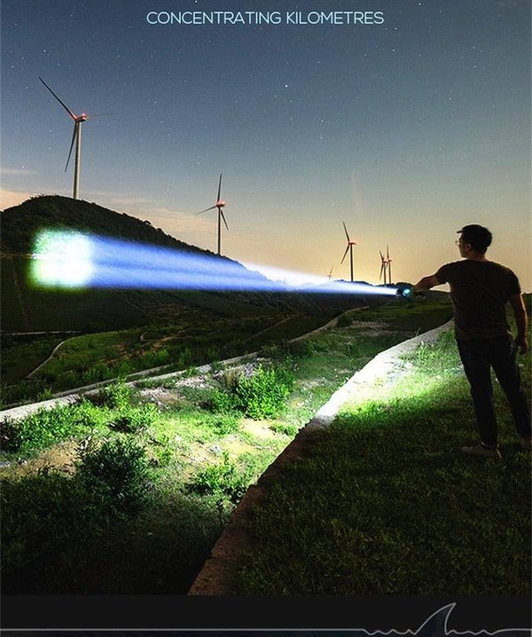 Adjustable Rechargeable  Waterproof LED Flashlights Rechargeable High Lumens Torchlight Zoomable Torch USB Charging Waterproof 5 Modes With Power Display For Camping Hiking Outdoor Emergency