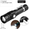 Adjustable Rechargeable  Waterproof LED Flashlights Rechargeable High Lumens Torchlight Zoomable Torch USB Charging Waterproof 5 Modes With Power Display For Camping Hiking Outdoor Emergency