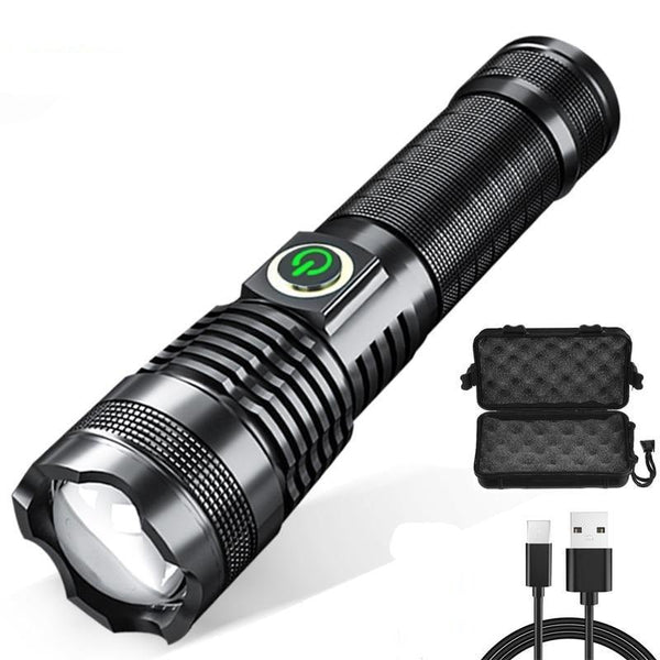 Adjustable Rechargeable  Waterproof LED Flashlights Rechargeable High Lumens Torchlight Zoomable Torch USB Charging Waterproof 5 Modes With Power Display For Camping Hiking Outdoor Emergency