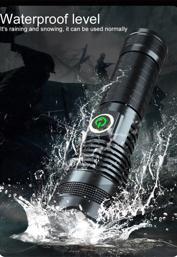 Adjustable Rechargeable  Waterproof LED Flashlights Rechargeable High Lumens Torchlight Zoomable Torch USB Charging Waterproof 5 Modes With Power Display For Camping Hiking Outdoor Emergency