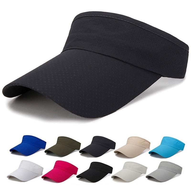 Adjustable Summer Breathable Hats Men Women Sun Protection Sports Golf Tennis Visor Hat Adjustable Visor UV Protection Top Empty Solid Sports Outdoor Running Sunscreen Strong Cap