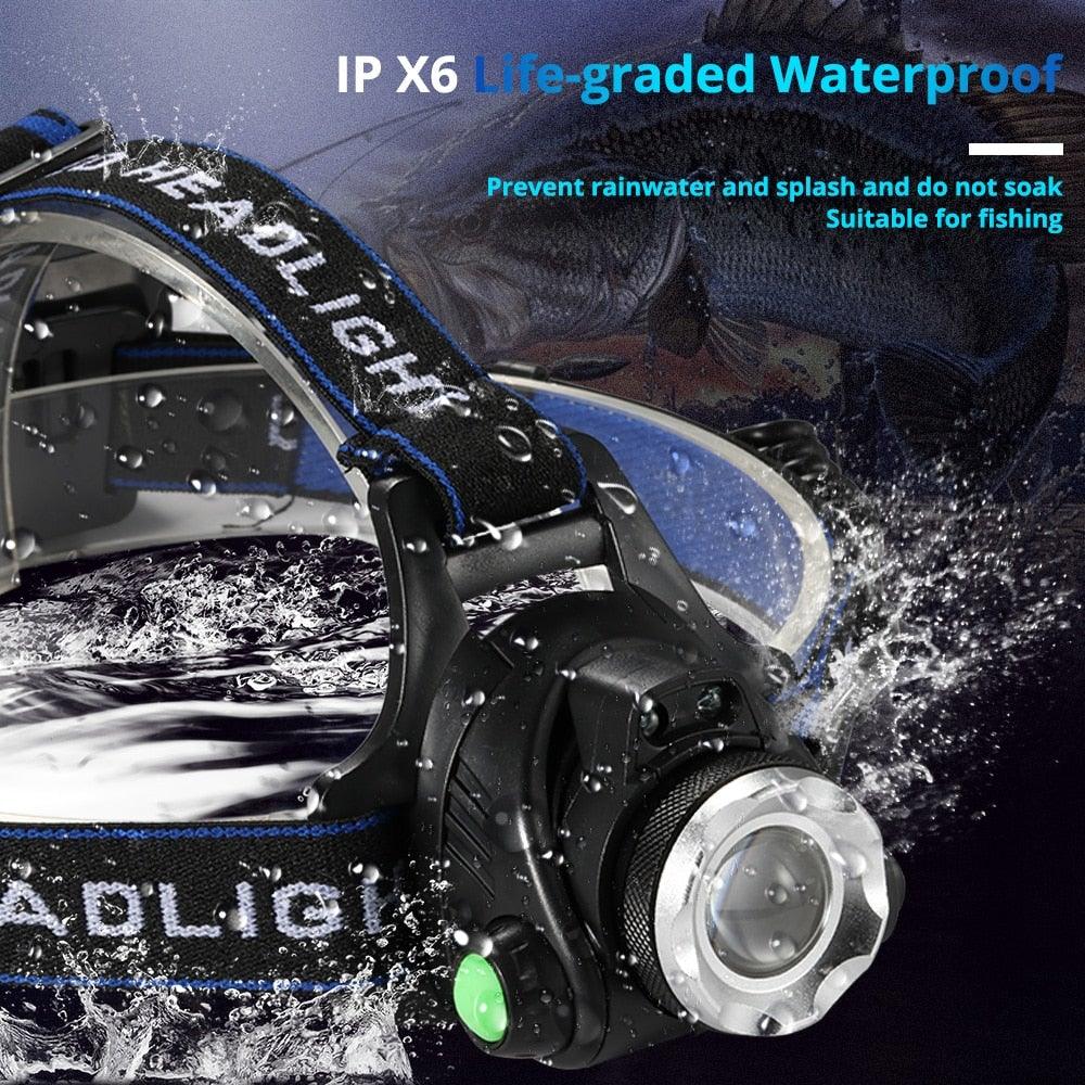 Adjustable USB Rechargeable IR Sensor Super Bright Headlight Battery For Long Working Time LED Headlamp Fishing  Waterproof Head Light Lamp Perfect For Running  Camping