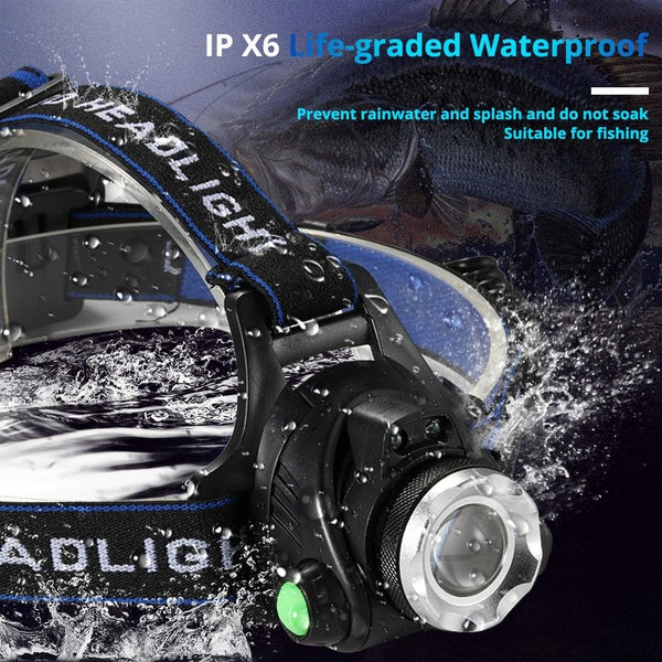 Adjustable USB Rechargeable IR Sensor Super Bright Headlight Battery For Long Working Time LED Headlamp Fishing  Waterproof Head Light Lamp Perfect For Running  Camping