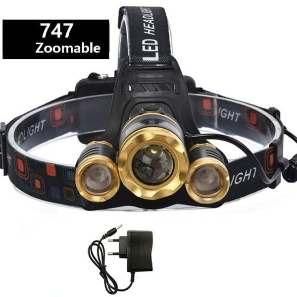 Adjustable Zoomable Headlamp Ultra Bright Rechargeable LED Bright High Lumen Head Lights Head Lamp Waterproof Flashlight For Outdoor Cmaping Fishing Hiking Biking Fishing Headlamp  Running Headlamp