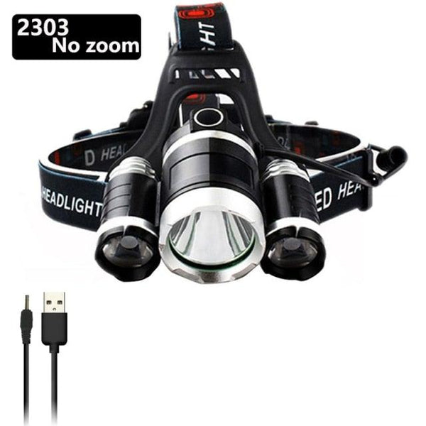 Adjustable Zoomable Headlamp Ultra Bright Rechargeable LED Bright High Lumen Head Lights Head Lamp Waterproof Flashlight For Outdoor Cmaping Fishing Hiking Biking Fishing Headlamp  Running Headlamp