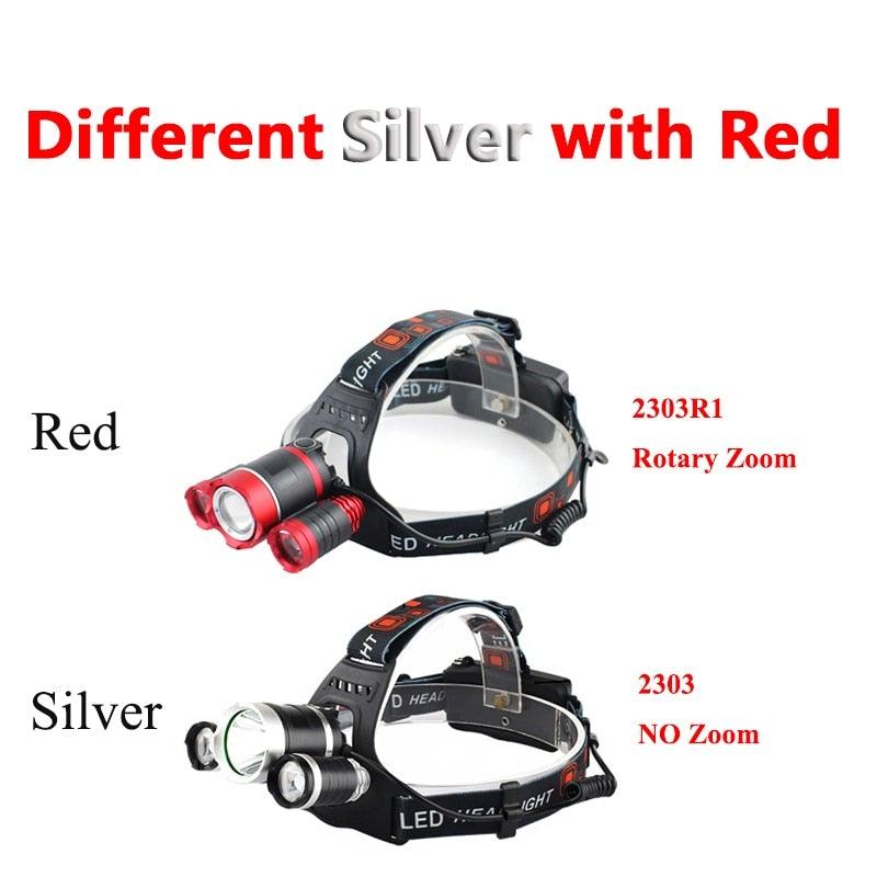 Adjustable Zoomable Headlamp Ultra Bright Rechargeable LED Bright High Lumen Head Lights Head Lamp Waterproof Flashlight For Outdoor Cmaping Fishing Hiking Biking Fishing Headlamp  Running Headlamp