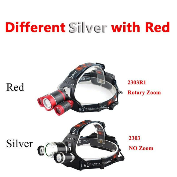 Adjustable Zoomable Headlamp Ultra Bright Rechargeable LED Bright High Lumen Head Lights Head Lamp Waterproof Flashlight For Outdoor Cmaping Fishing Hiking Biking Fishing Headlamp  Running Headlamp