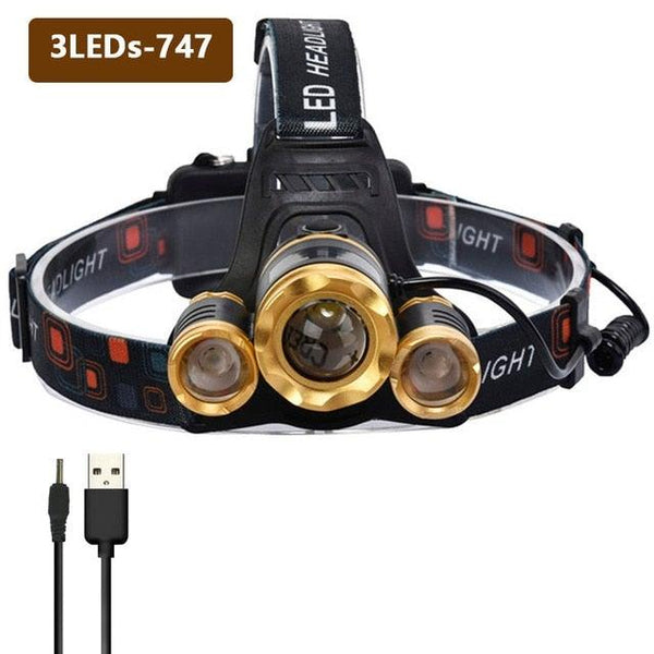 Adjustable Zoomable Headlamp Ultra Bright Rechargeable LED Bright High Lumen Head Lights Head Lamp Waterproof Flashlight For Outdoor Cmaping Fishing Hiking Biking Fishing Headlamp  Running Headlamp
