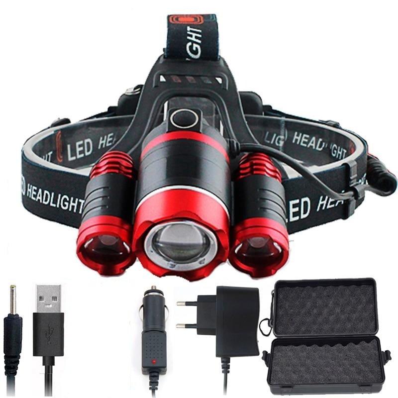 Adjustable Zoomable Headlamp Ultra Bright Rechargeable LED Bright High Lumen Head Lights Head Lamp Waterproof Flashlight For Outdoor Cmaping Fishing Hiking Biking Fishing Headlamp  Running Headlamp
