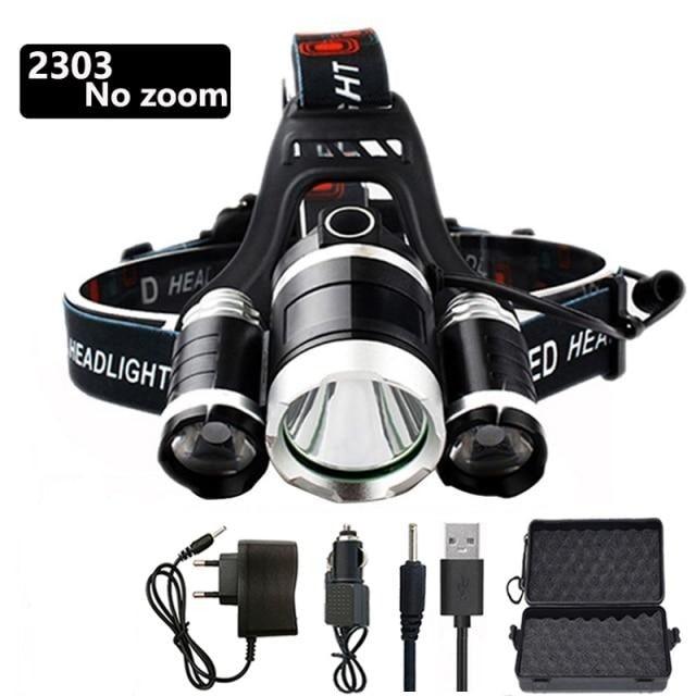 Adjustable Zoomable Headlamp Ultra Bright Rechargeable LED Bright High Lumen Head Lights Head Lamp Waterproof Flashlight For Outdoor Cmaping Fishing Hiking Biking Fishing Headlamp  Running Headlamp