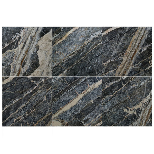 Adriatic Black Exotic Marble Polished Floor and Wall Tile - Large Format - Livfloors Collection