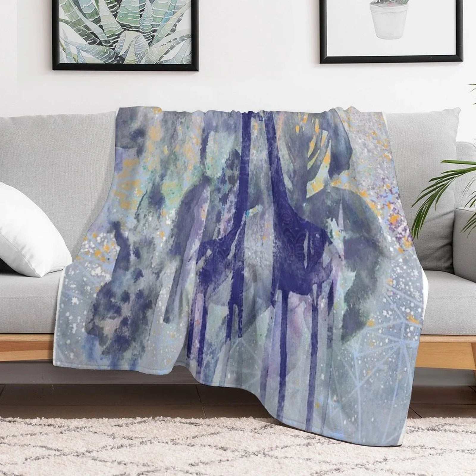 Giraffes And Trees Throw Blanket