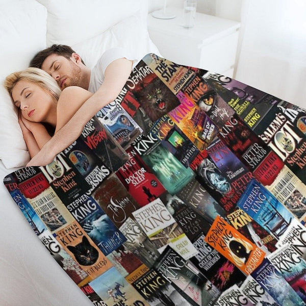 Stephen King Book Covers, Horror Bookworm Throw Blanket
