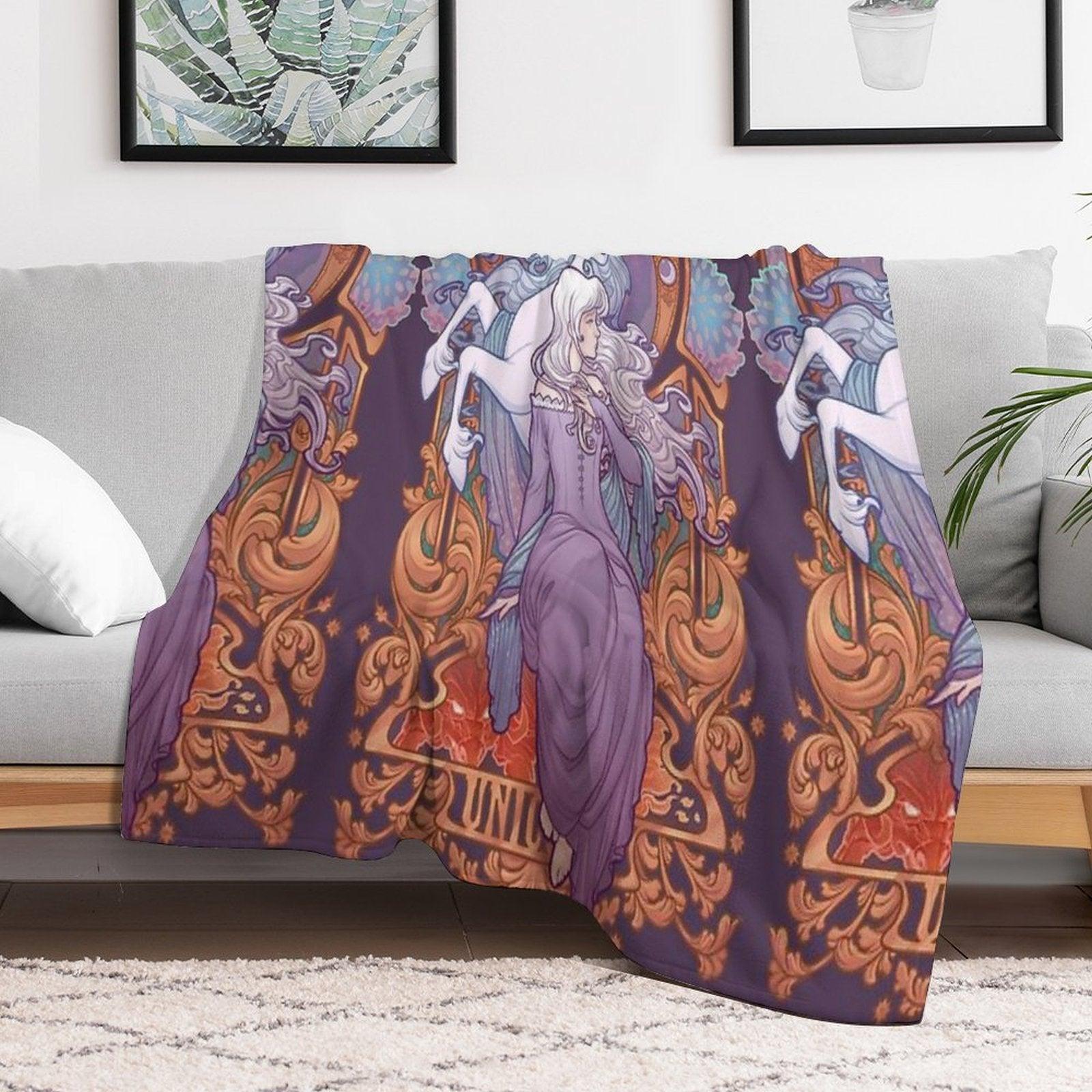 Lady Amalthea - The Last Unicorn Throw Blanket