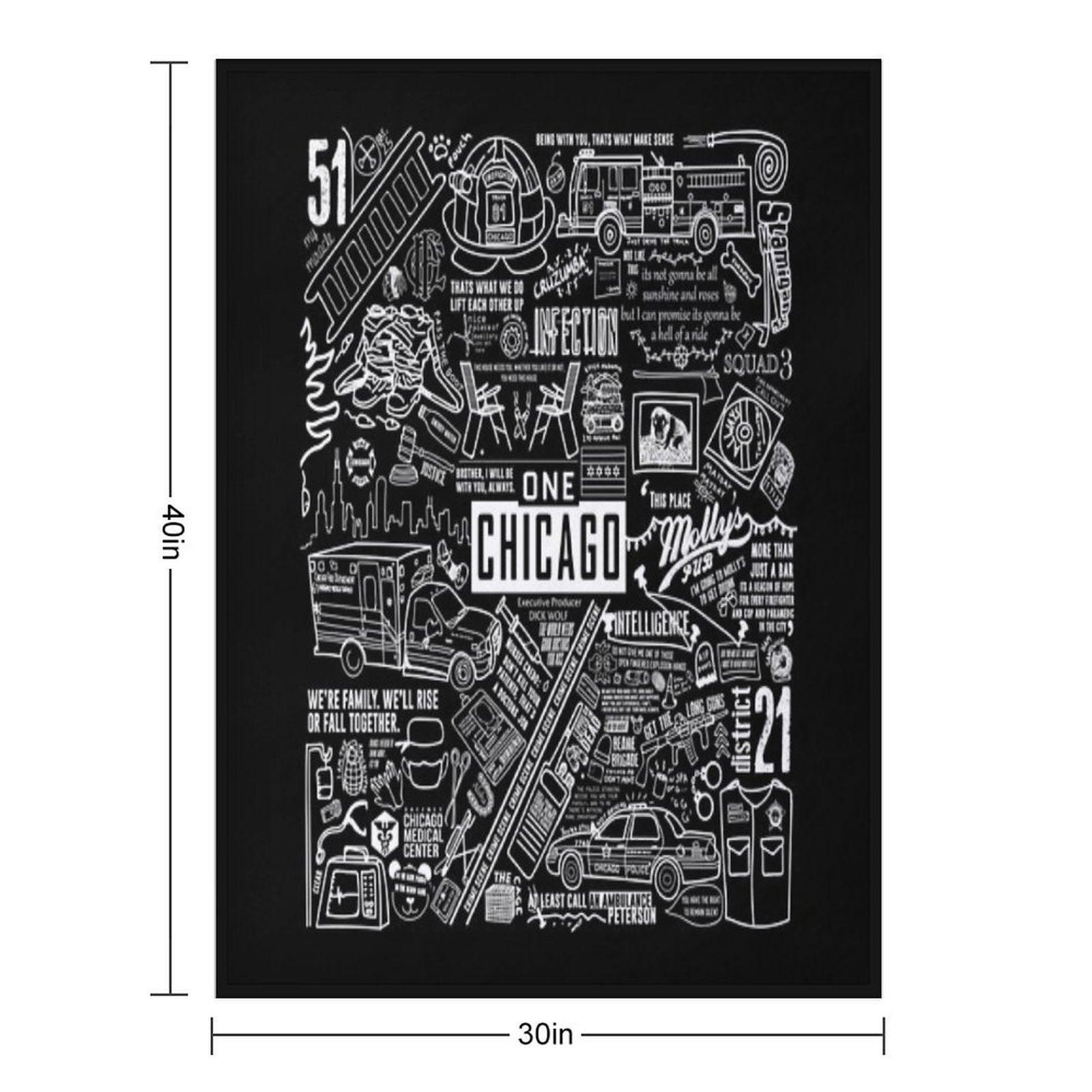 ONE CHICAGO COLLAGE on Black Throw Blanket