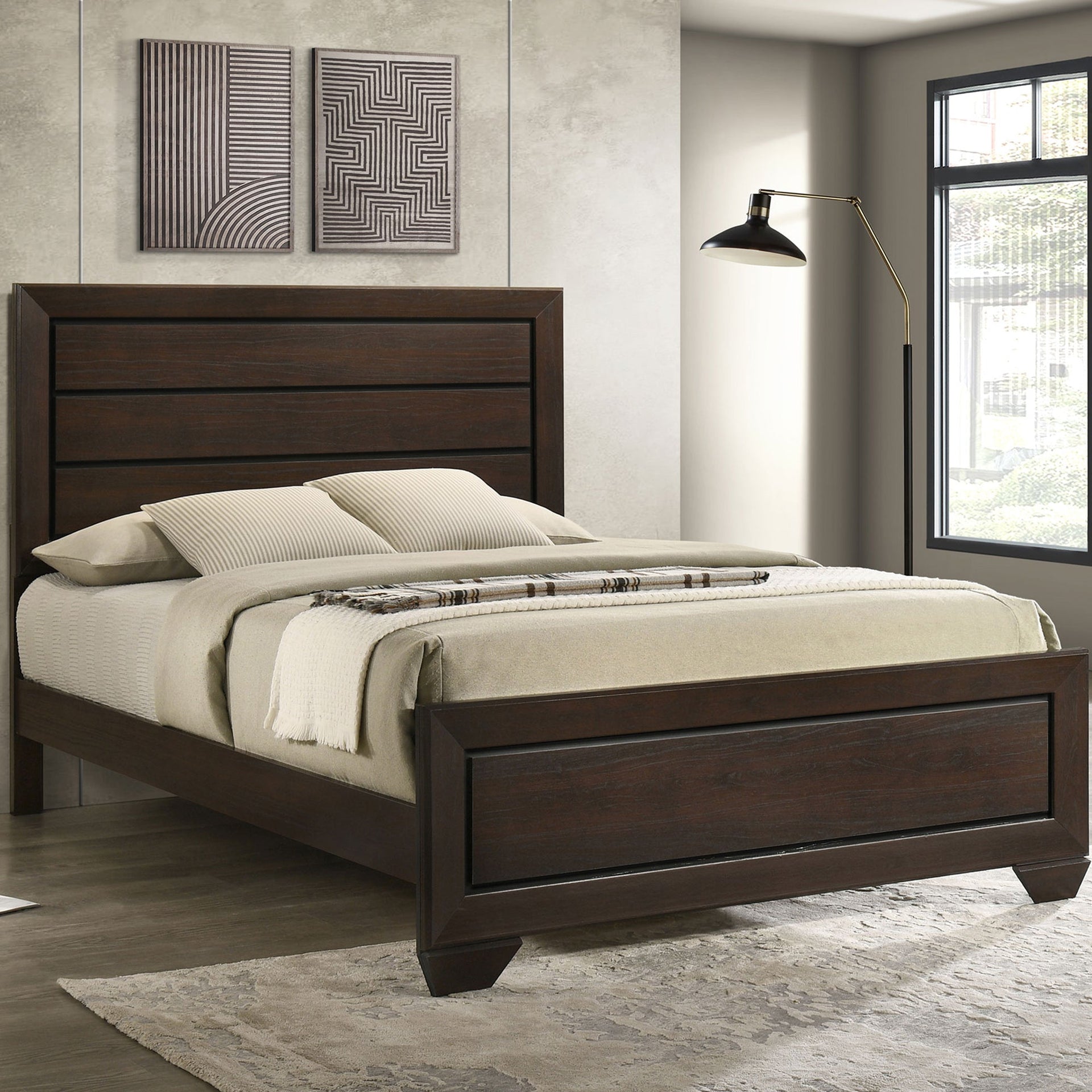 Harrison Wood Queen Panel Bed - Dark Cocoa