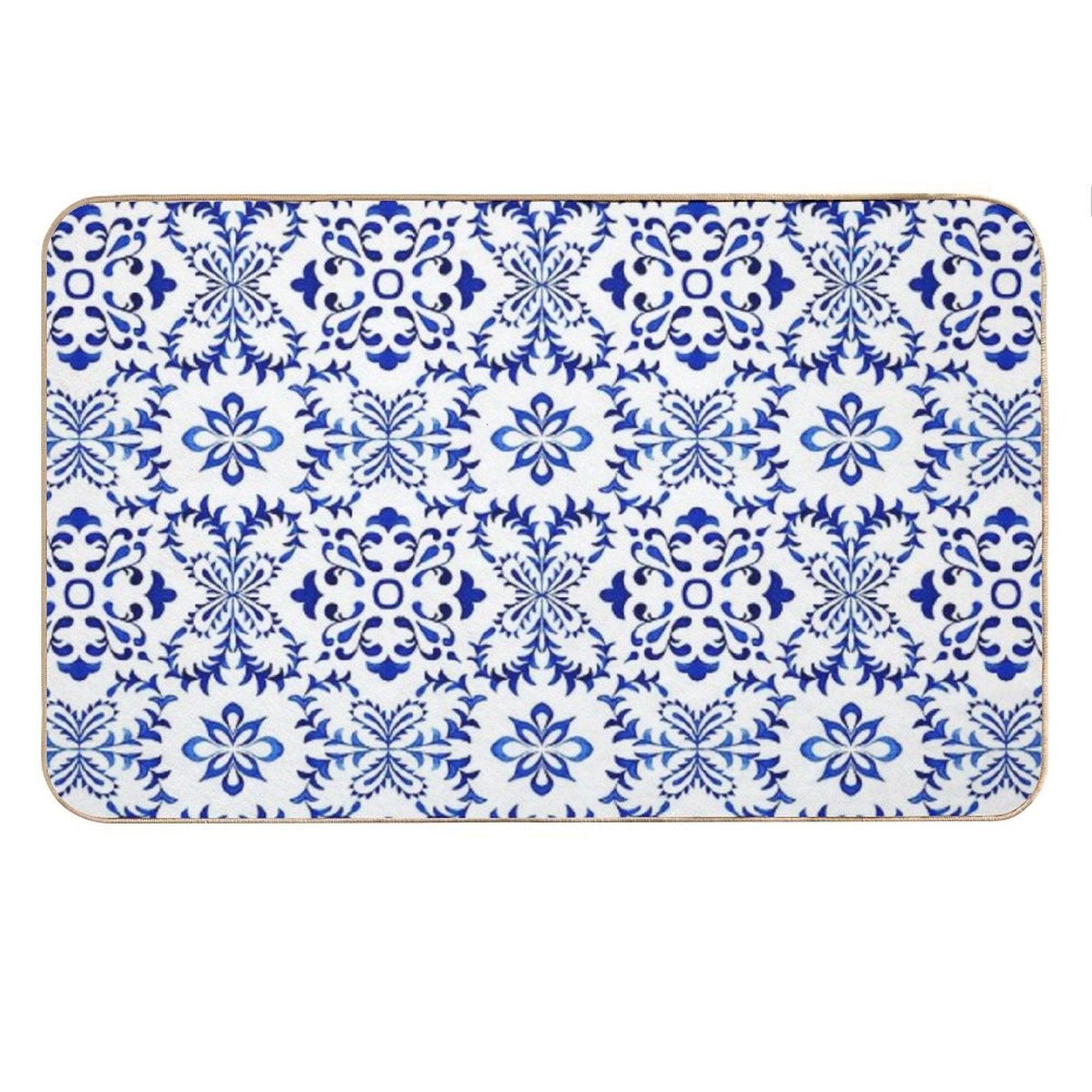 Azulejo Portuguese Tile Watercolor Artwork 19 Bath Mat