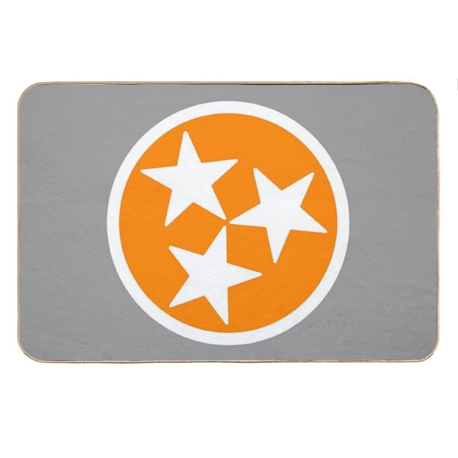 Orange & White Tri-Star Bath Mat