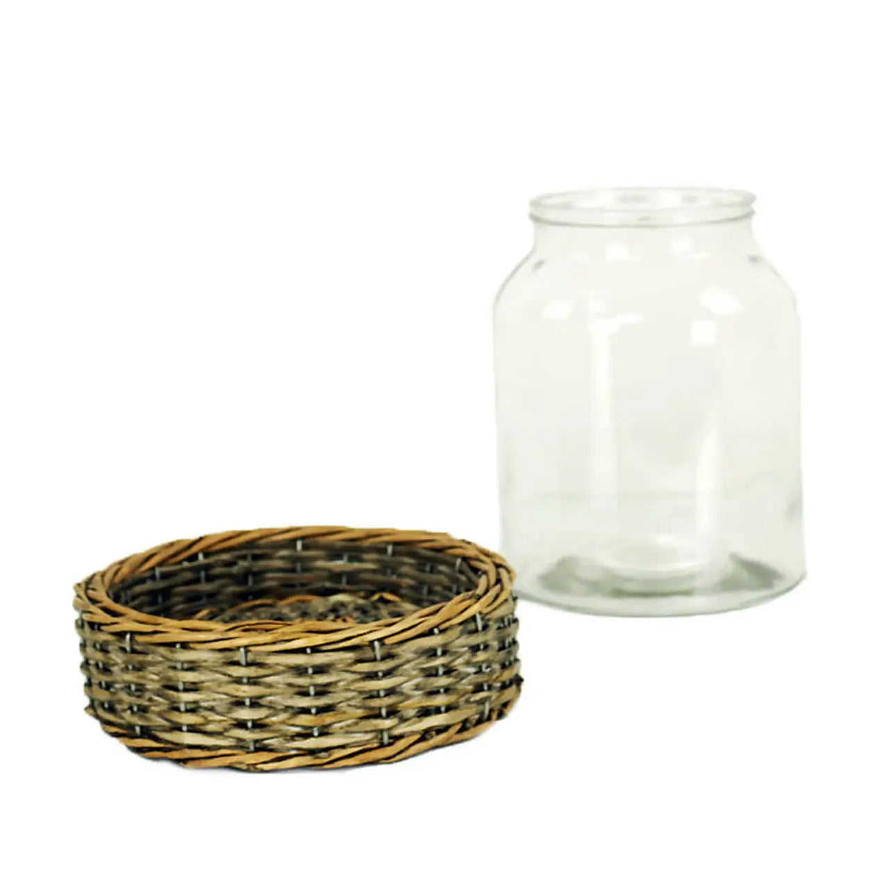 Glass and Wicker Terrarium - Cylinder VagabondVintage