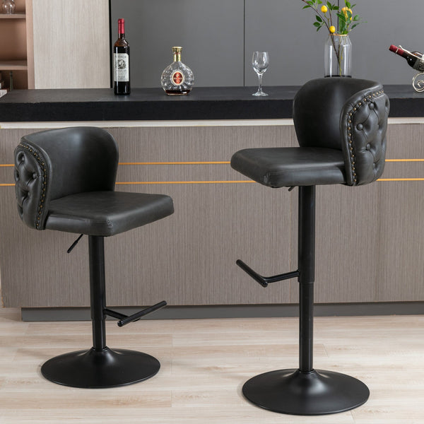 Set of 2 Modern PU Upholstered Swivel Barstools BLAKHOM