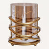 Swirl Candle Holder - Medium Bronze Decorative Holder with Glass for Pillar & Votive