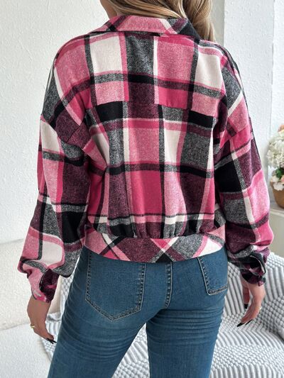 Classic Plaid Button Up Long Sleeve Jacket Women Cozy Trendy Everyday Wear Simple Jacket