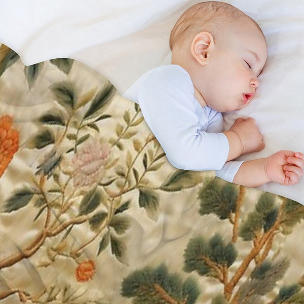 Silk Floral Birds Carpet Throw Blanket BionZax